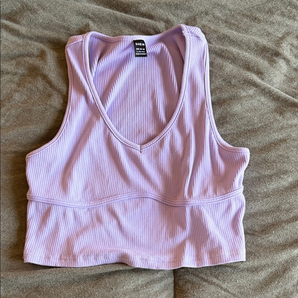 SHEIN Lavender Ribbed Crop Top